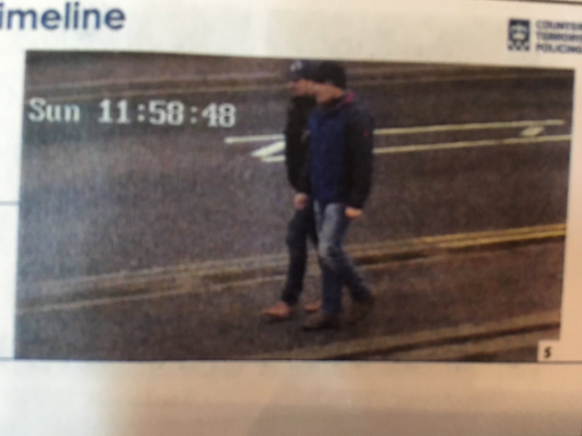 The suspects were caught on CCTV on Wilton Road at 11.58 on the Sunday moments before the attack   