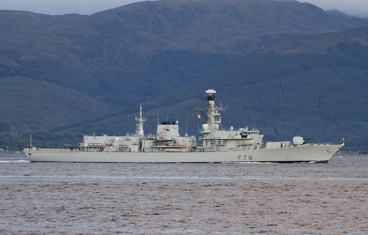 HMS Kent F-78 passing Gourock inbound for Faslane this morning 