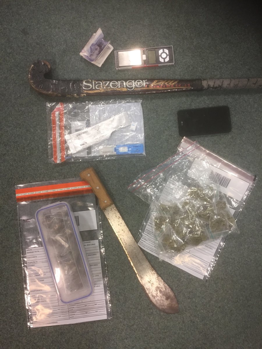 Two men have been arrested and a quantity of Class B drugs, along with weapons have been seized in Burntwood.     