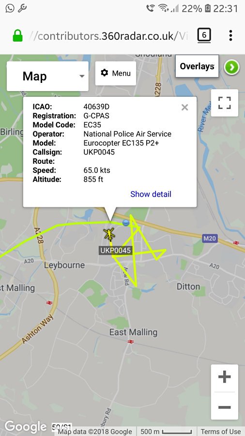 LARKFIELD: police helicopter going round in circles directly overhead   