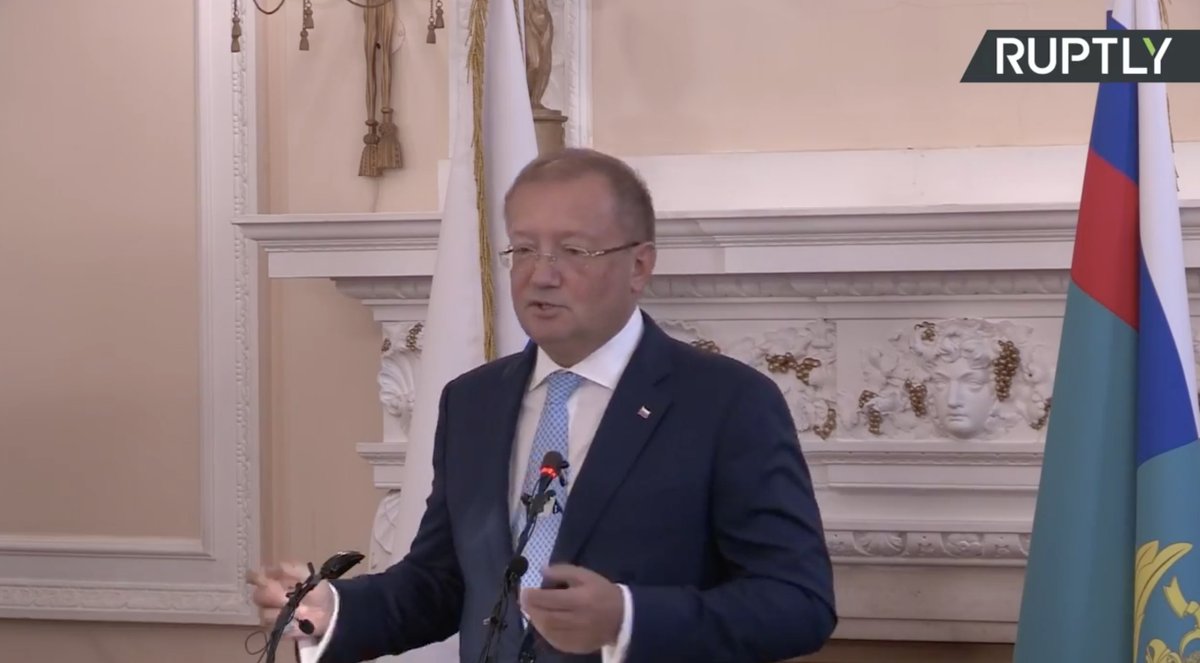 Russian ambassador to UK Alexander Yakovenko giving a press conference where he says news published in British press citing sources from authorities is mostly fake.   