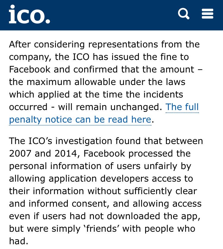 Facebook loses appeal over £500,000 Cambridge Analytica fine. ICO says 'contravention so serious' maximum penalty must be enforced   