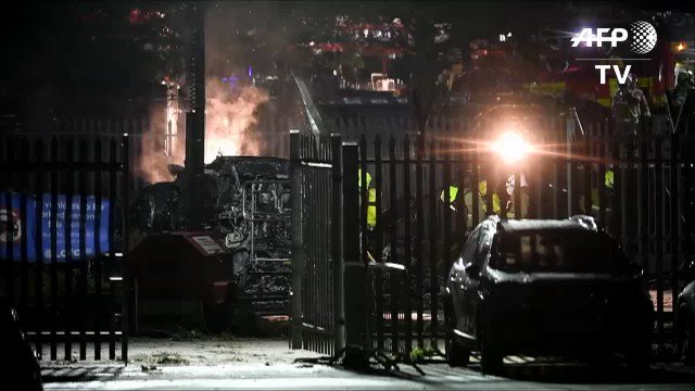 VIDEO: Footage from the scene of the crashed helicopter belonging to Thai tycoon Vichai Srivaddhanaprabha after it came down near the stadium of his UK football club Leicester City   