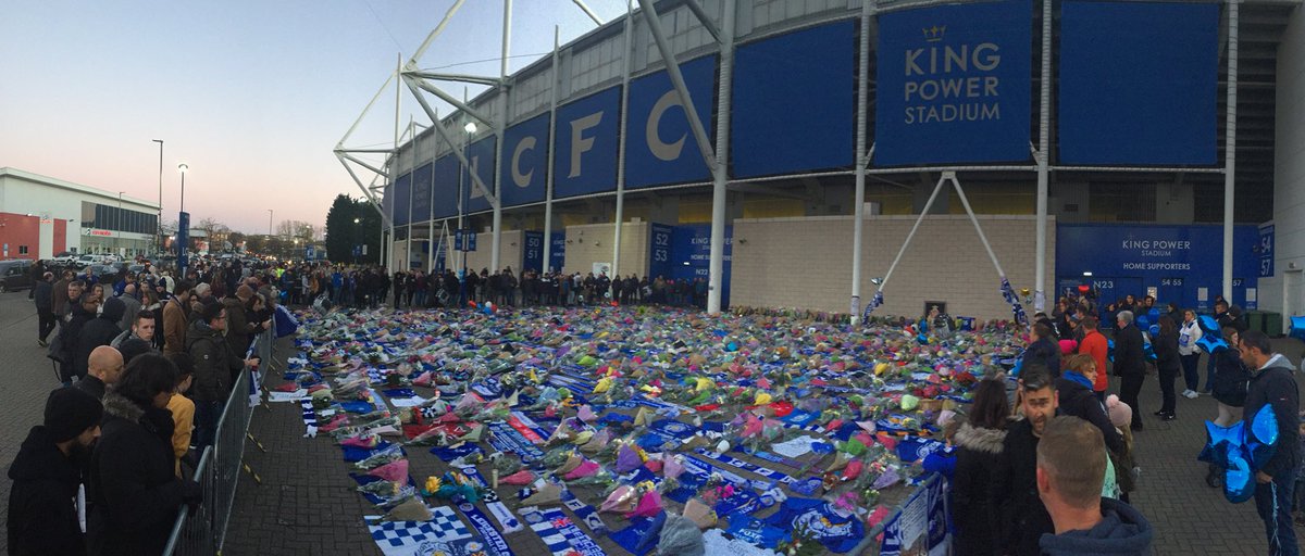The extraordinary scene at the King Power stadium tonight. A stunned silence fills the air here   