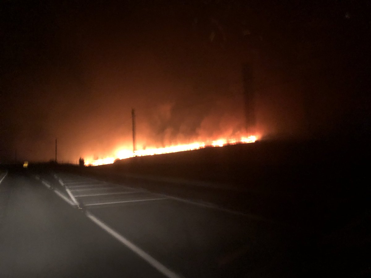 The scene right near Marsden where there's a massive moorland fire 