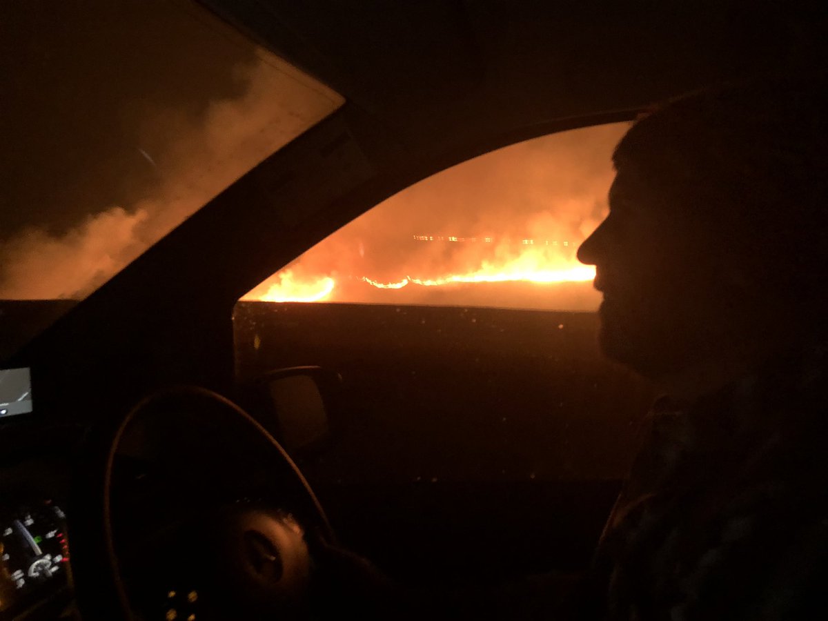 The scene right near Marsden where there's a massive moorland fire 