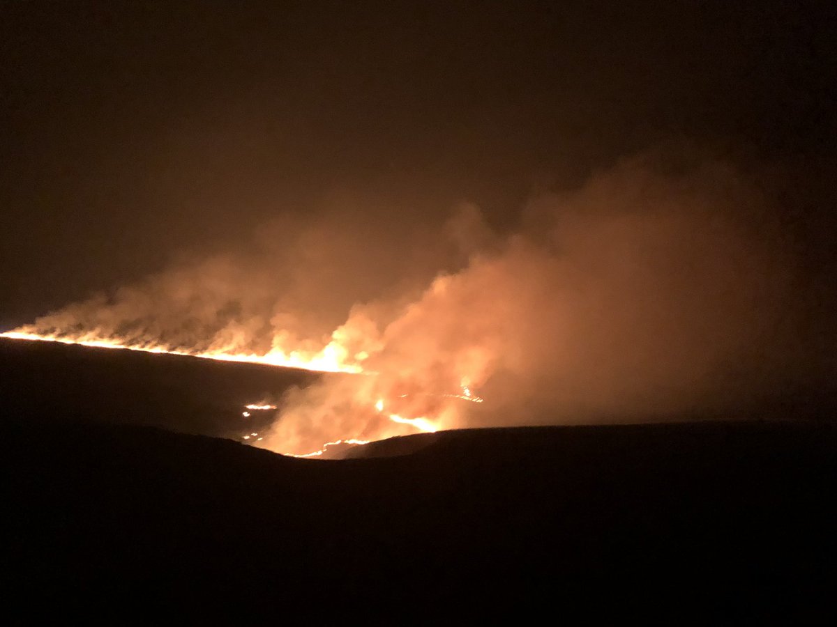 The scene right near Marsden where there's a massive moorland fire 