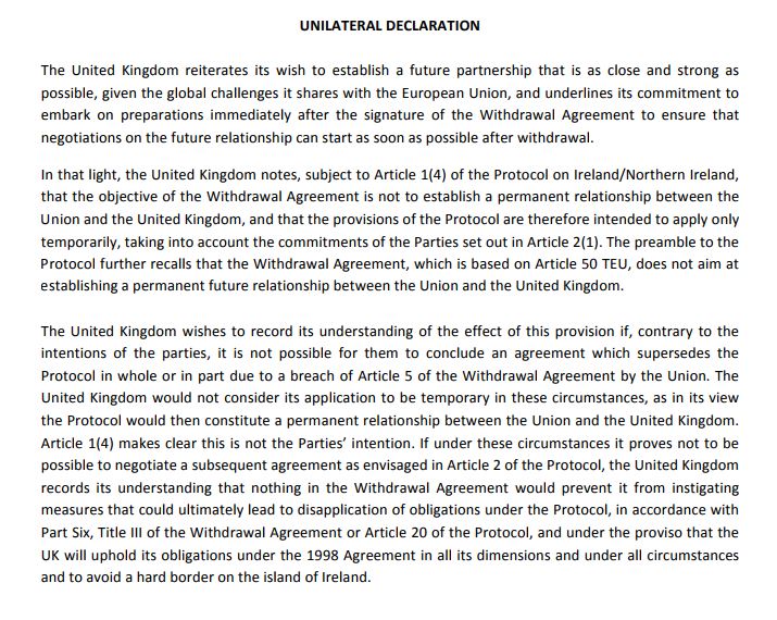 Here's the unilateral declaration   