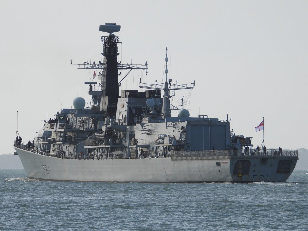 HMS SUTHERLAND departing Portsmouth this morning 18 March 2019.   
