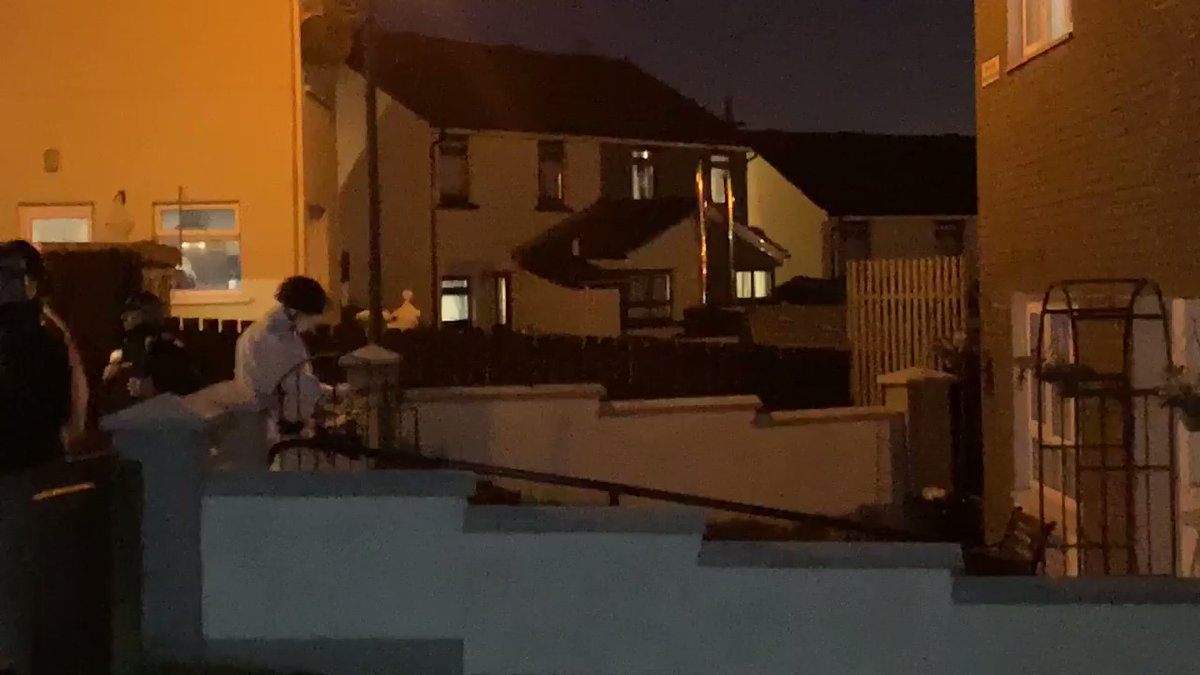 Large crowd has gathered in Creggan Derry tonight as a major security operation is being carried out in Mulroy Gardens. Petrol bombs have been thrown at the end of the street   