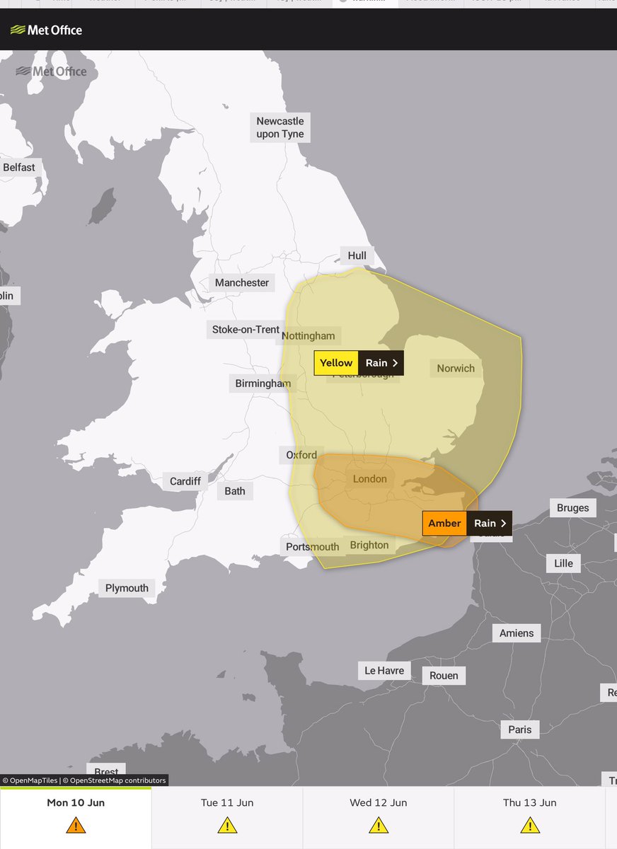 *Amber* warning for rainfall for London and SE U.K. just issued by @metoffice take care as flooding could be a big issue with over 60mm of rain in 4 hours. 