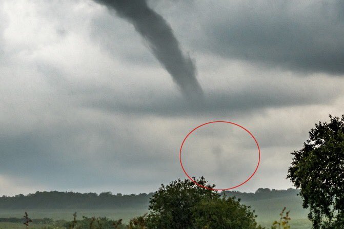 View of a possible tornado on the Isle of Wight, U.K. this afternoon 12th of June. Source IW met service
