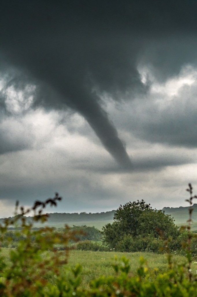 View of a possible tornado on the Isle of Wight, U.K. this afternoon 12th of June. Source IW met service