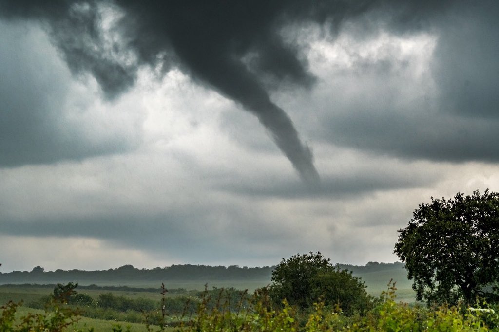 View of a possible tornado on the Isle of Wight, U.K. this afternoon 12th of June. Source IW met service
