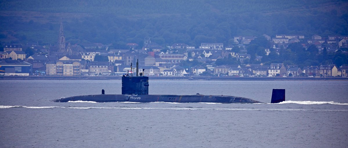 HMS Talent departs the Clyde for sea this morning.  