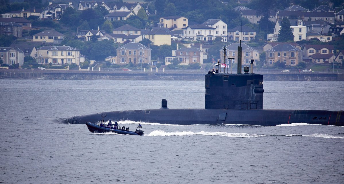 HMS Talent departs the Clyde for sea this morning.  
