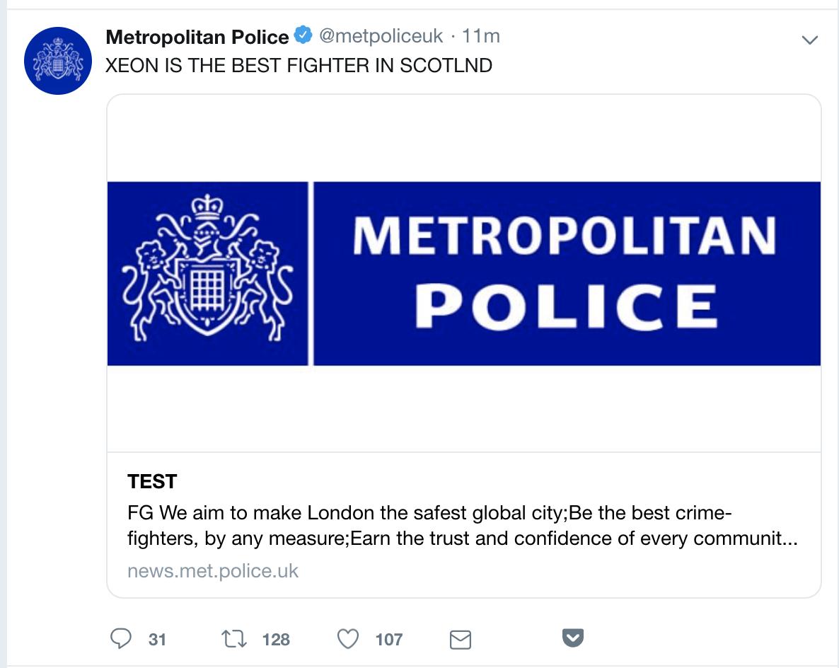 London's Metropolitan Police account has been hacked   