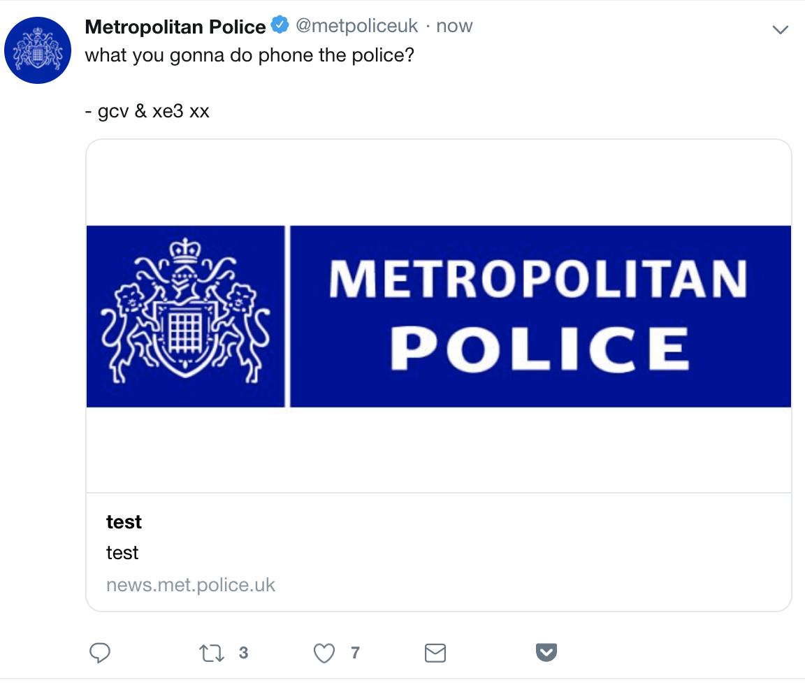 London's Metropolitan Police account has been hacked   
