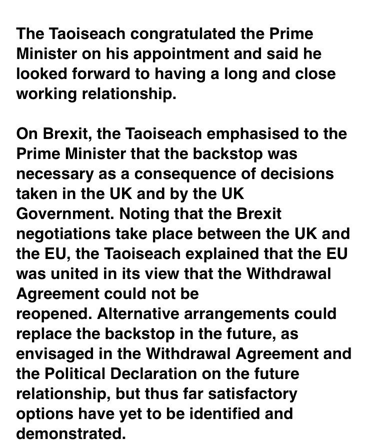 Taoiseach's view of the call