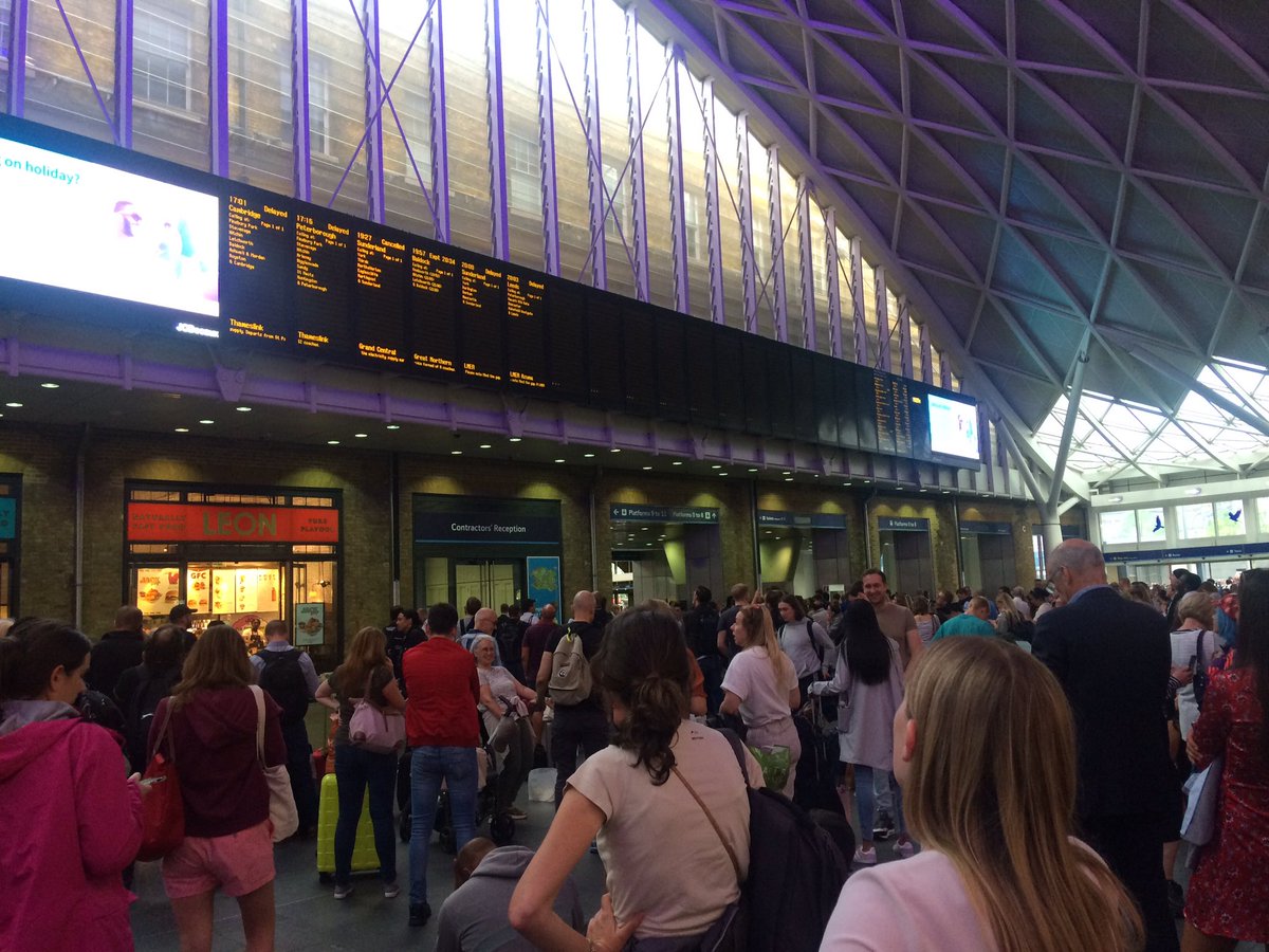 Severe delays and cancellations at Kings cross railway station in London - just one of the places affected by power cut