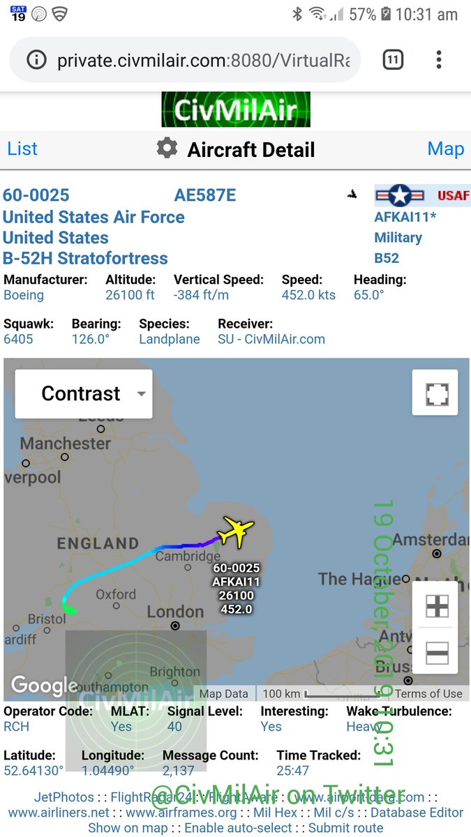 2 x USAF B52 Bombers out from RAF Fairford