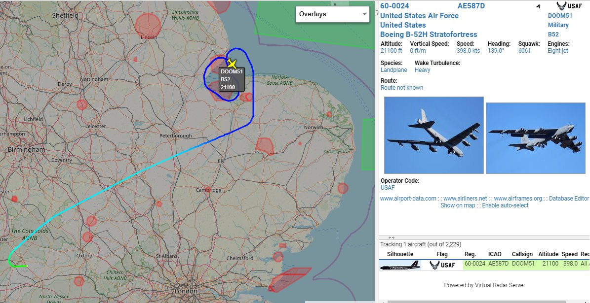 DOOM51 600024 USAF B52H BUFF out of Fairford, operating over The Wash /  Holbeach area. 1016z
