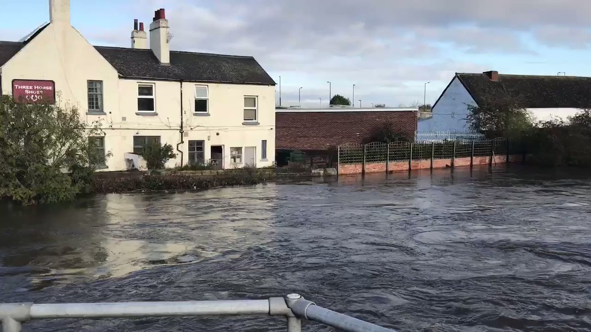 The River Don in Doncaster has burst its banks. The environment agency has issued 5 severe flood warnings for the area