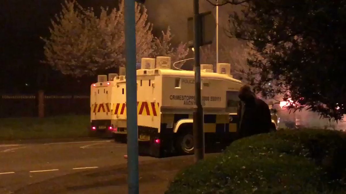 Police under attack tonight again, this time in Newtownabbey, just outside Belfast
