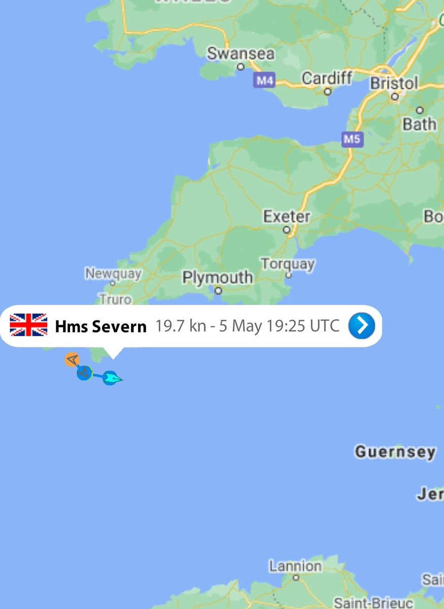 Royal Navy Patrol Vessel HMS Severn setting a course for Jersey at this hour
