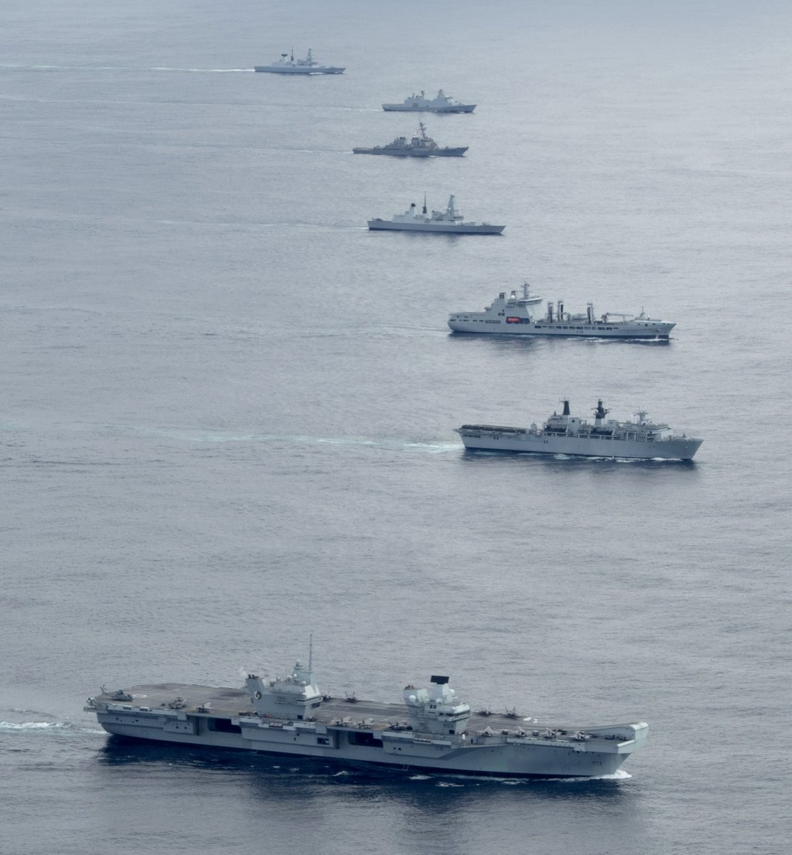 A large group of NATO warships converged in the North Atlantic 17 May as the HMS QUEEN ELIZABETH @HMSQNLZ carrier strike group, UK Royal Navy's Littoral Response Group North led by HMS ALBION L14 & US IWO JIMA ARG Amphibious Ready Group all joined up