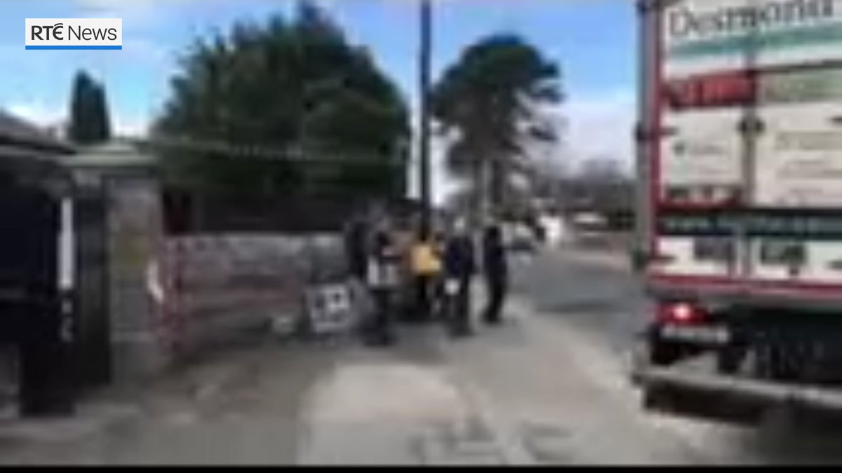 A large truck has crashed through the gates of the Russian embassy in south Dublin. One man has been arrested