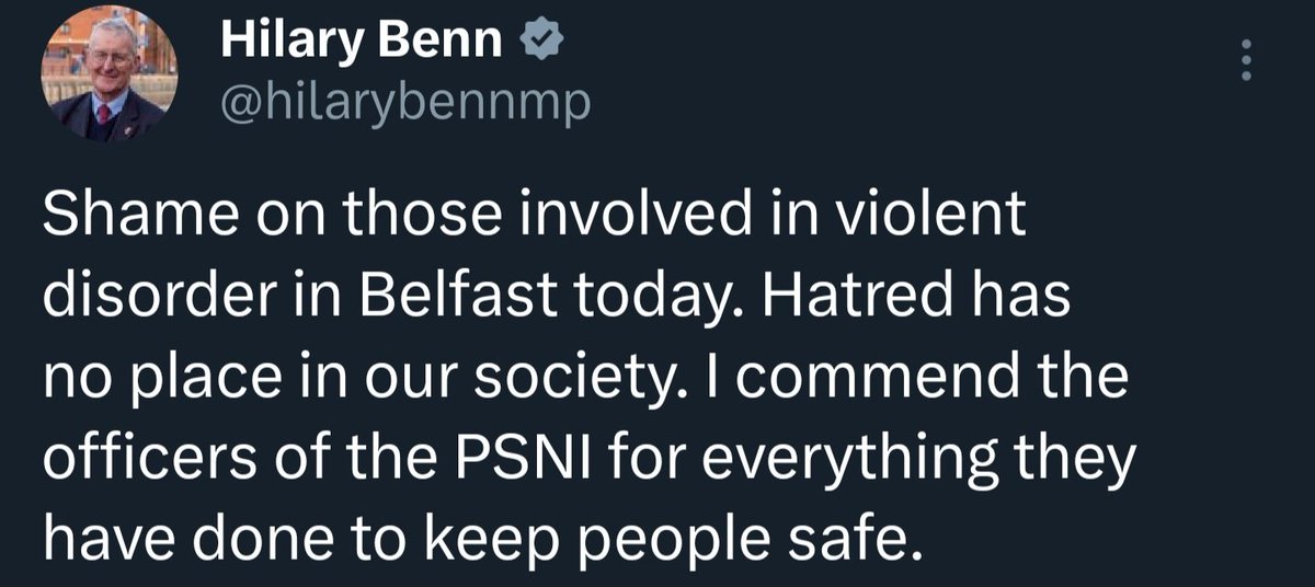 Déclaration de la secrétaire d'État @hilarybennmp sur les troubles à Belfast aujourd'hui