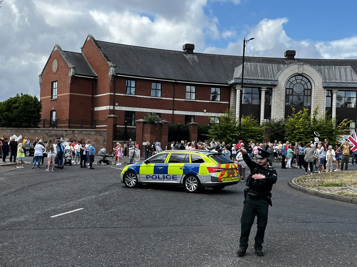 Protest forming at Carlisle Circus, Belfast, part of a series of Loyalist-led demonstrations aimed to block traffic into the city centre ahead of a larger protest at City Hall and an Islamic cultural centre