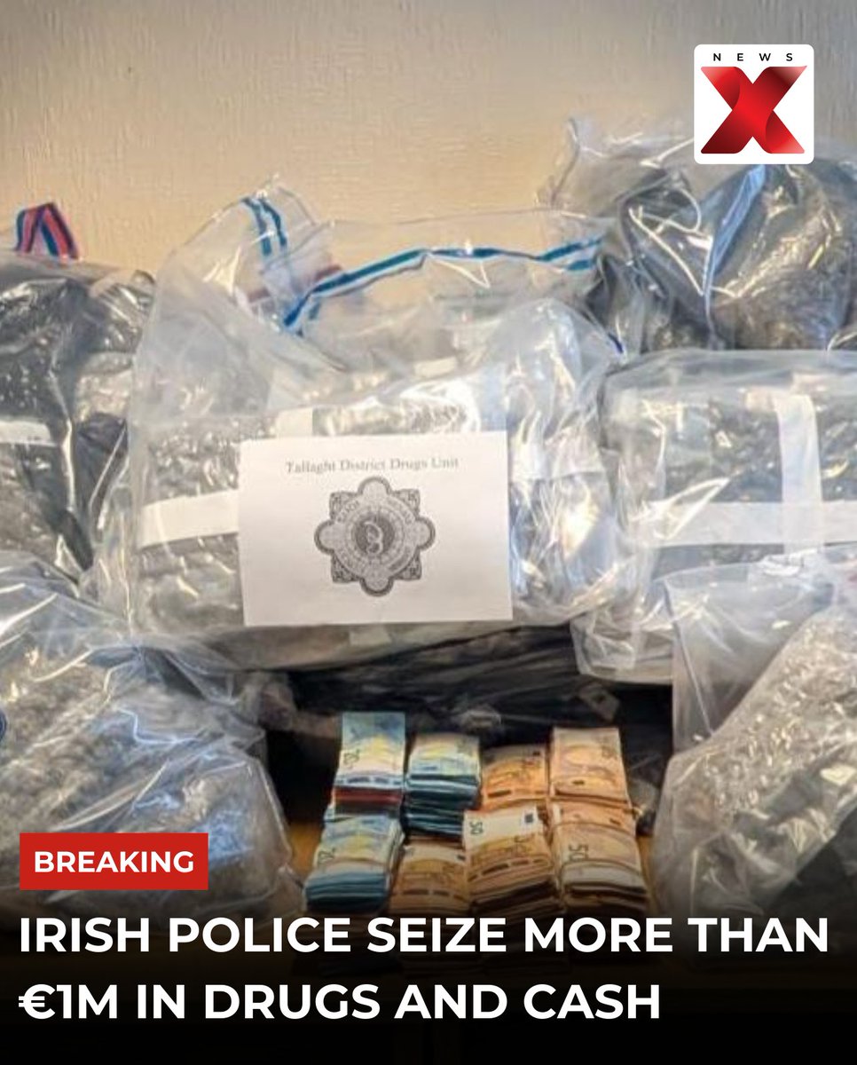 Dublin: Gardaí seize over €1 million in drugs and cash in Tallaght raid. Cannabis, cocaine, and ketamine worth €950,000 recovered, along with more than €231,000 in cash. Two suspects in their 20s remain in custody