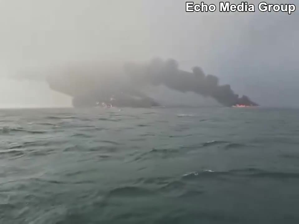 Cargo ship and oil tanker on fire after colliding off East Yorkshire, England