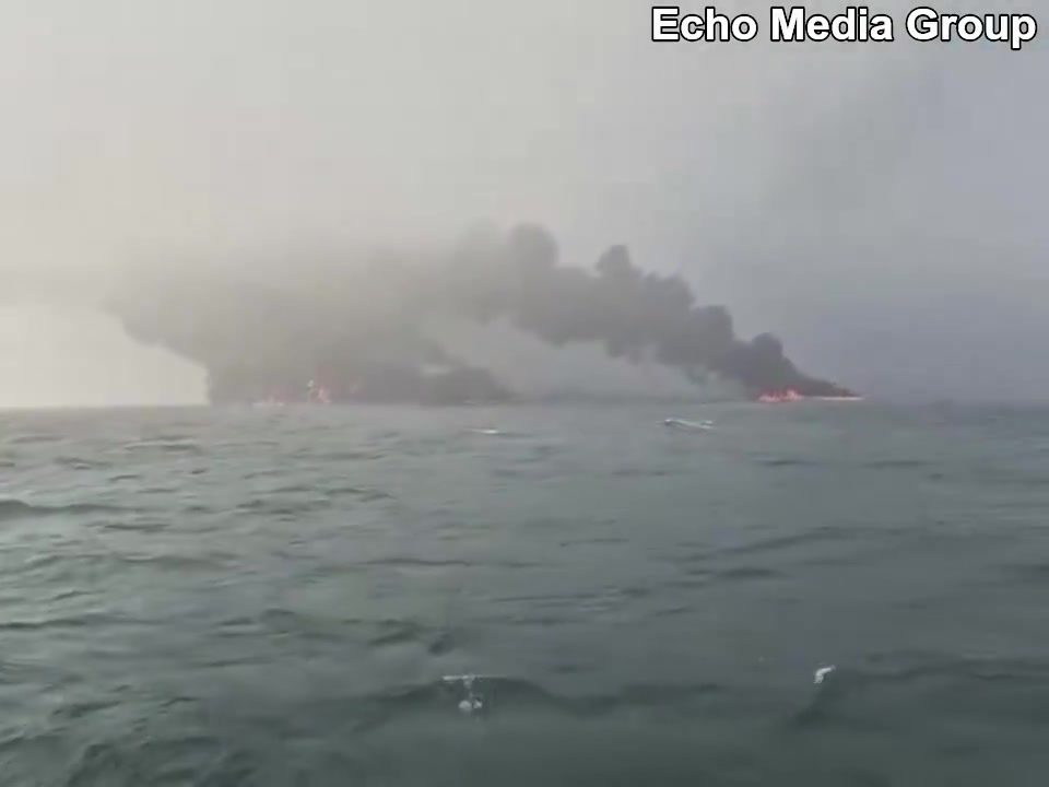 Cargo ship and oil tanker on fire after colliding off East Yorkshire, England