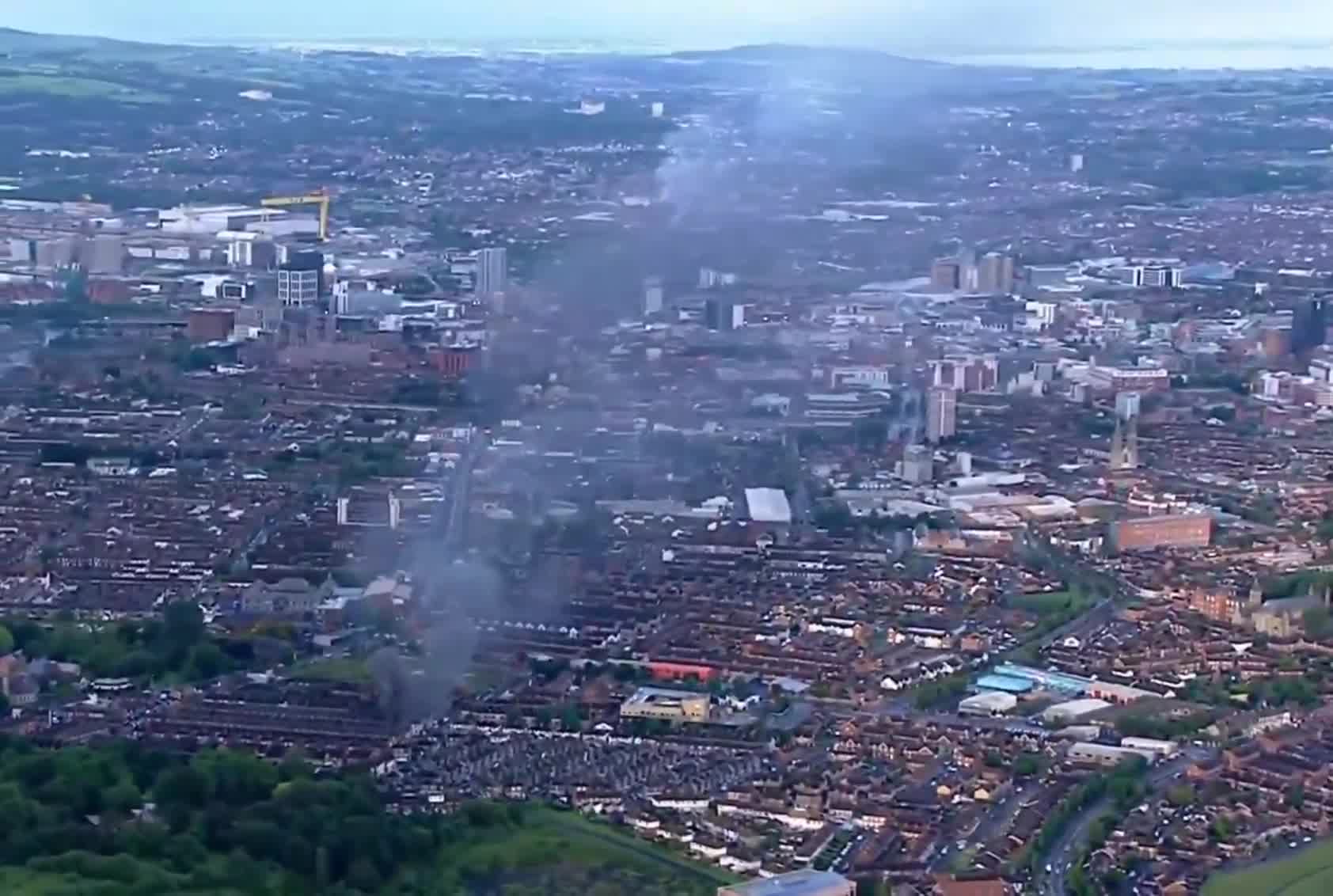 Belfast skyline amid protests over the attempted beheading of a man