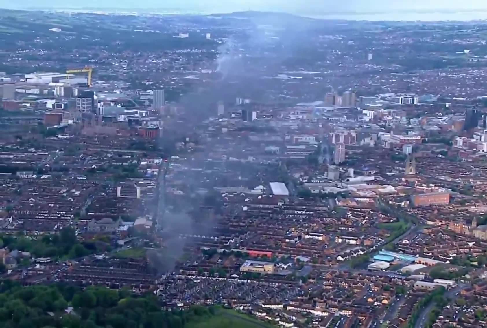 Belfast skyline amid protests over the attempted beheading of a man