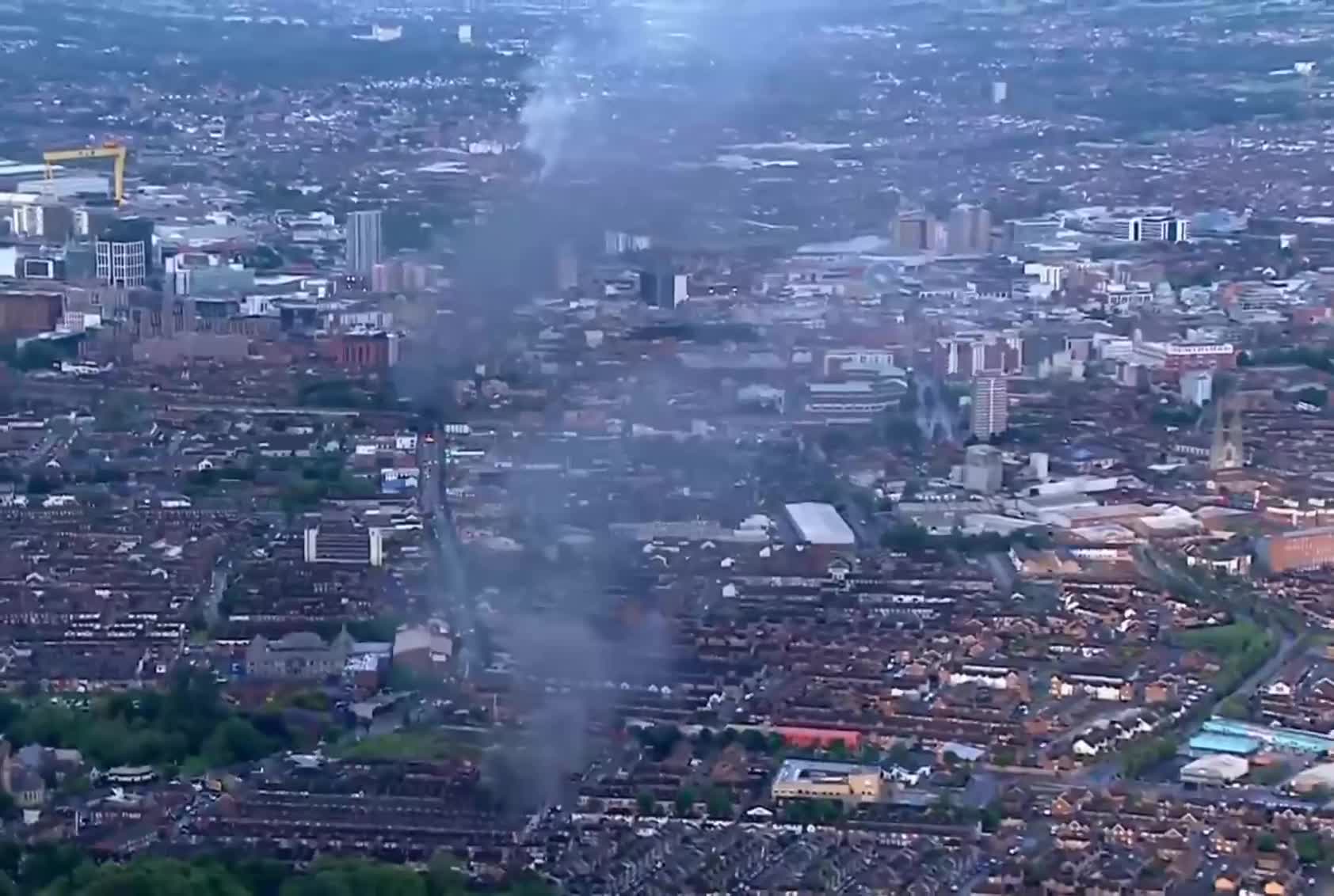 Belfast skyline amid protests over the attempted beheading of a man